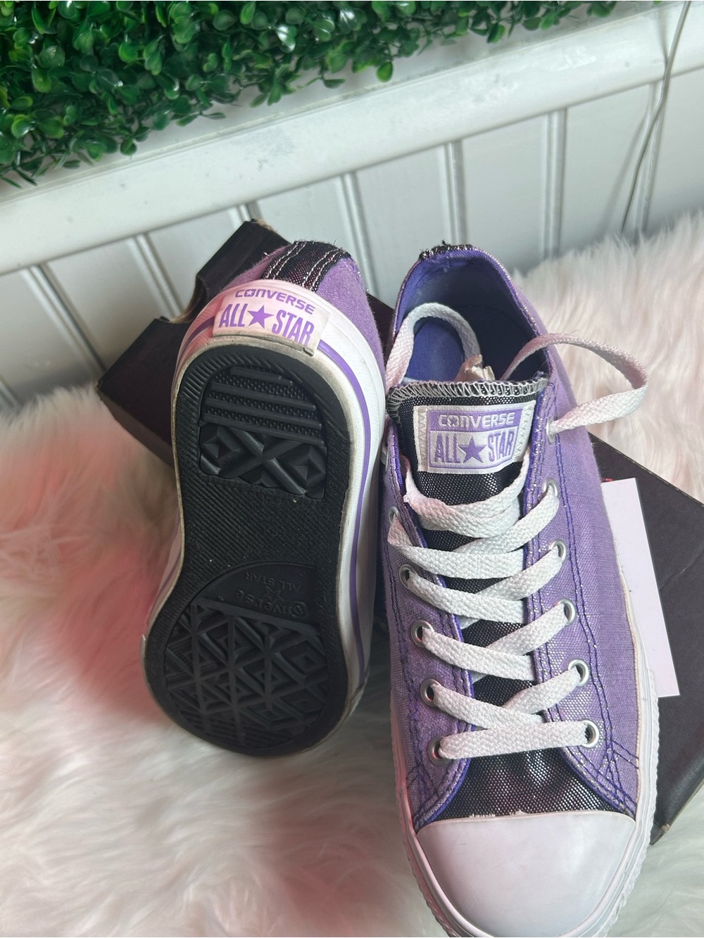 Converse Kids Purple Low-Top All Star Sneakers